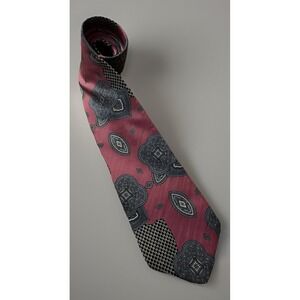 Halston III Neckwear Tie Multicolor Pink Gray Paisley AOP Italian Silk JBHS